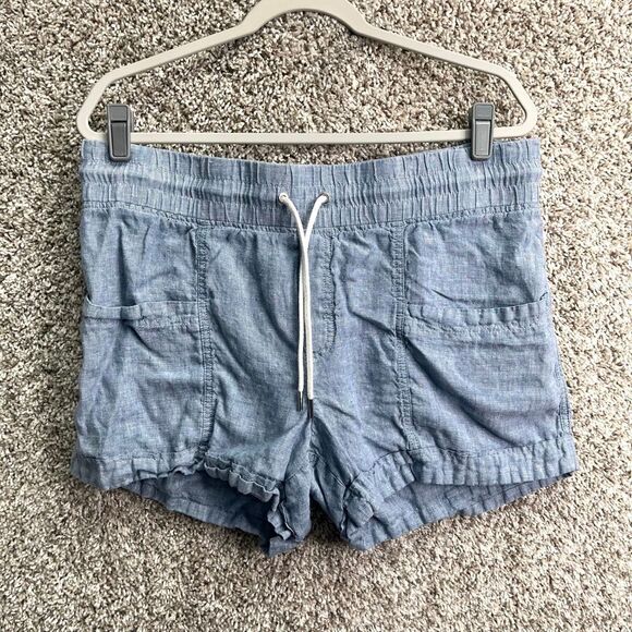 Athleta Shorts Women’s 14 Cabo Blue Chambray Linen 4” - Picture 1 of 6